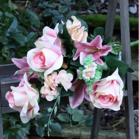 Artificial - Lily/Rose Mixed Bunch - White