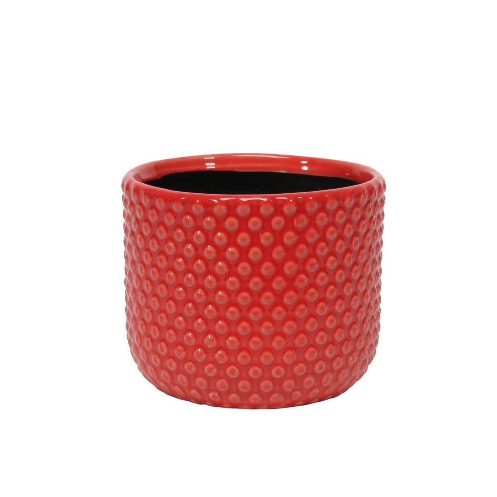 Ceramic - Debossed Pot - Red