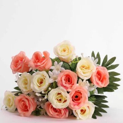 Artificial - Tropical Rose Bush - Peach