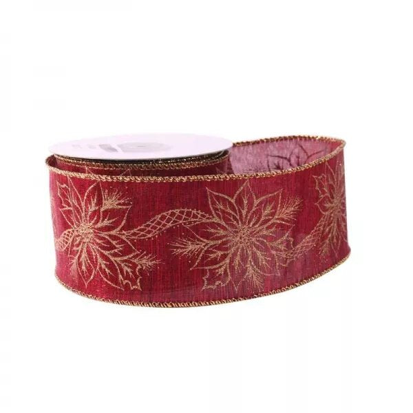Ribbon - Christmas Poinsettia - Red