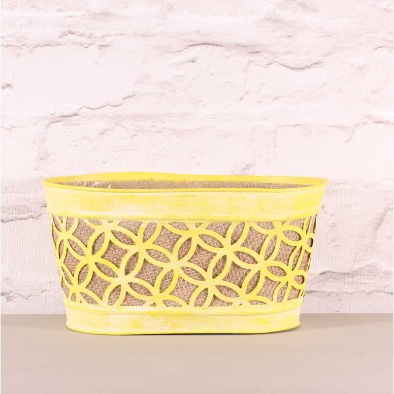 Metal - Oval Planter - Yellow