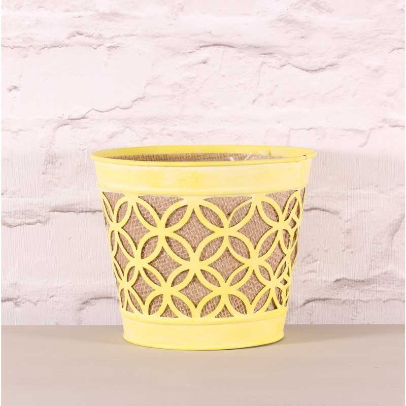 Metal - Round Planter - Yellow
