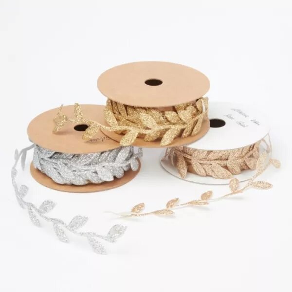 Ribbon - Leafy Glitter Ribbon - Rose Gold