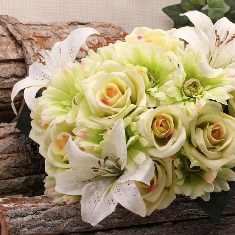 Artificial - Gerbera/Rose/Lily Bush - Green