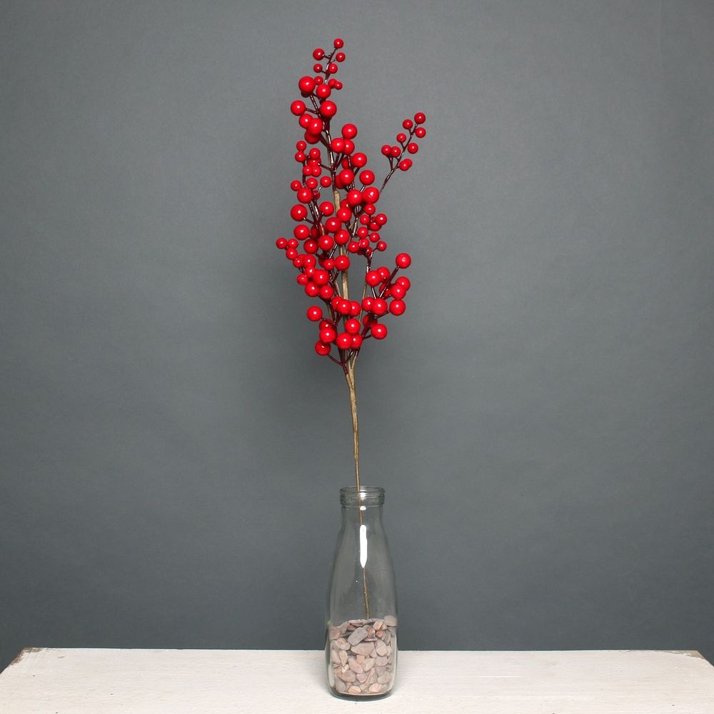 Artificial - Red Berry Stem