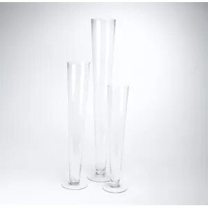 GLASS CONE VASE CLEAR 80CM