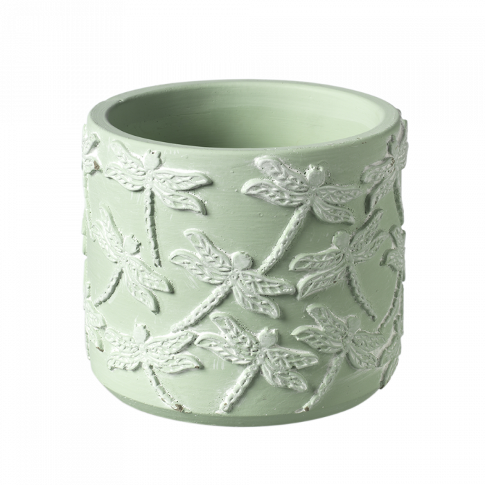 Ceramic -Dragonfly Pot - Sage Green