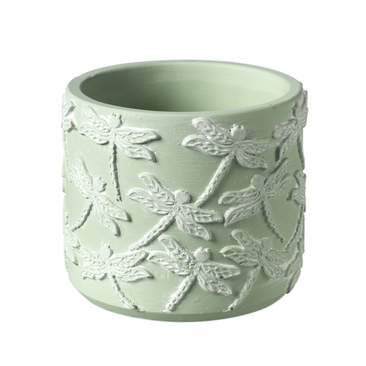 Ceramic -Dragonfly Pot - Sage Green
