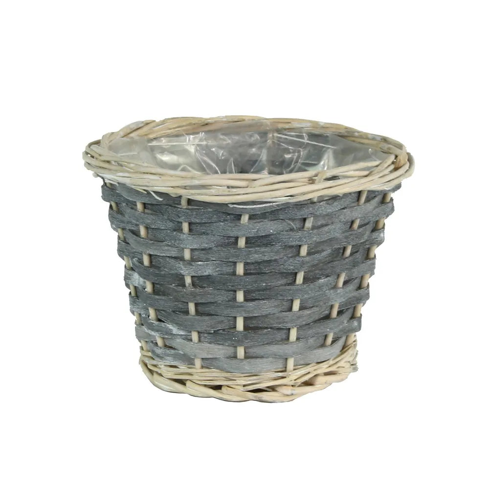 Round Grey Woodchip Basket (16cm)