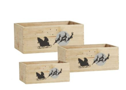 Wooden Box - SET OF 3 - Sleighride