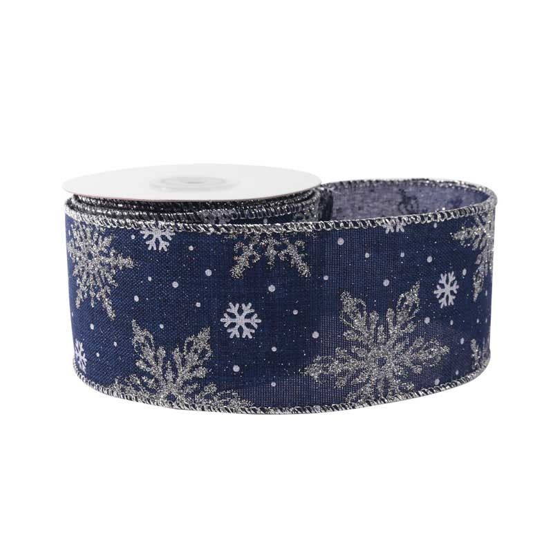 Ribbon - Christmas - Navy Blue Snowflakes