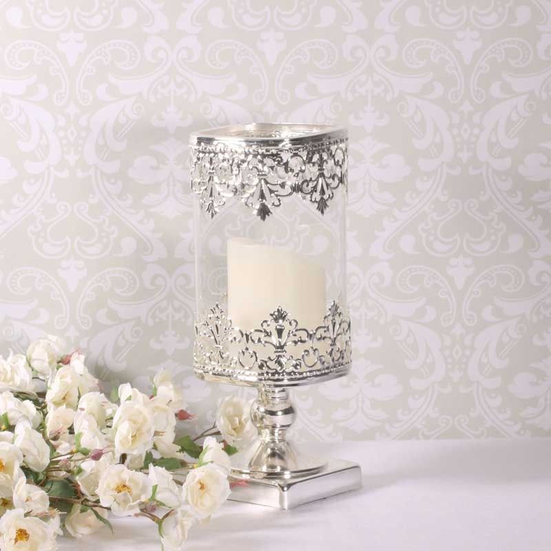 Glass - Candle Holder - Silver Stem
