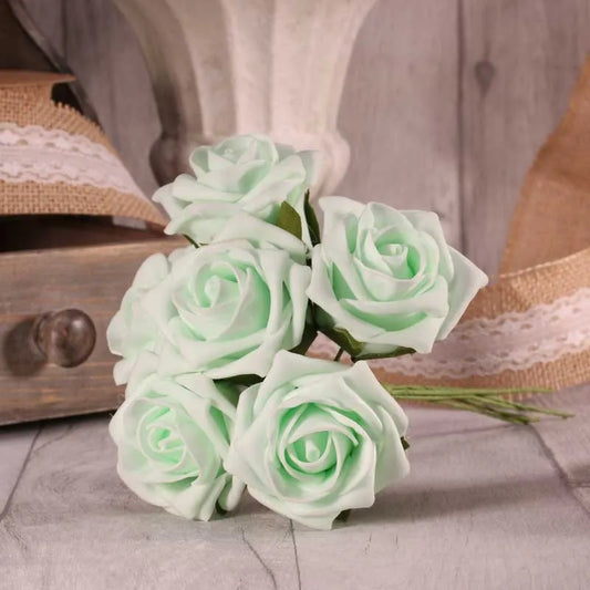 Foam Tea Rose x6 Mint Green