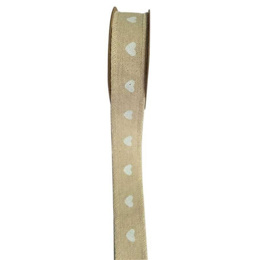 Ribbon - Hearts - Natural/White