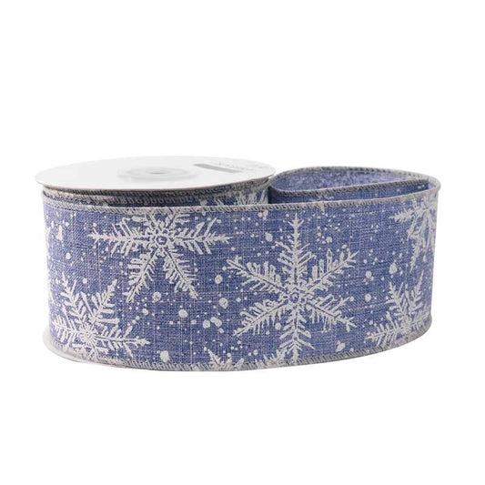 Ribbon - Christmas - Blue with Glitter Snowflake