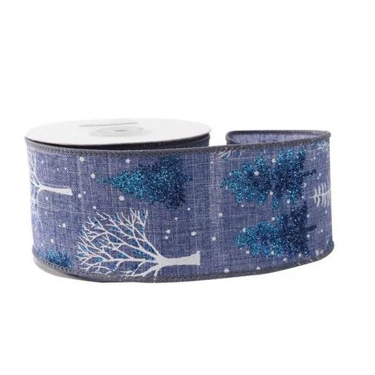 Ribbon - Glitter Trees - Blue