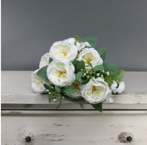 Artificial - Rose Bush - Cream