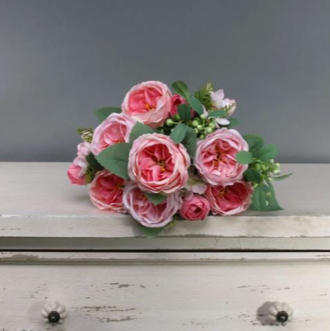 Artificial - English Rose Bush - Pink