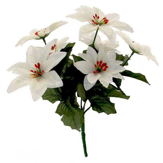 Artificial - Poinsettia Bush - White