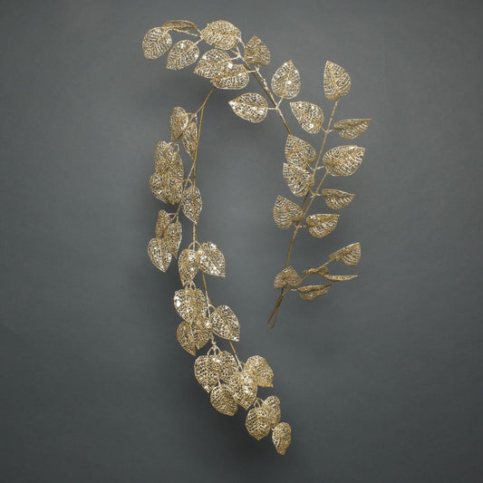 Artificial - Garland - Glitter leaf - Gold