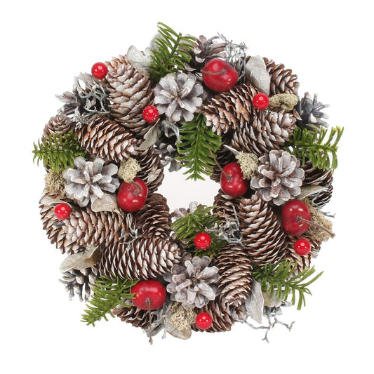 Wreath - Natural Cones/Red Berries