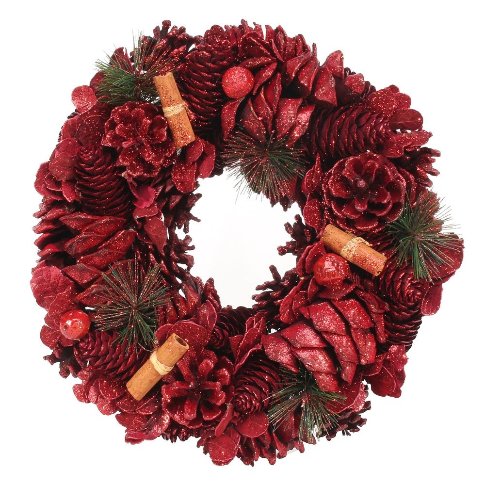 Wreath - Red Glitter/Cinnamon